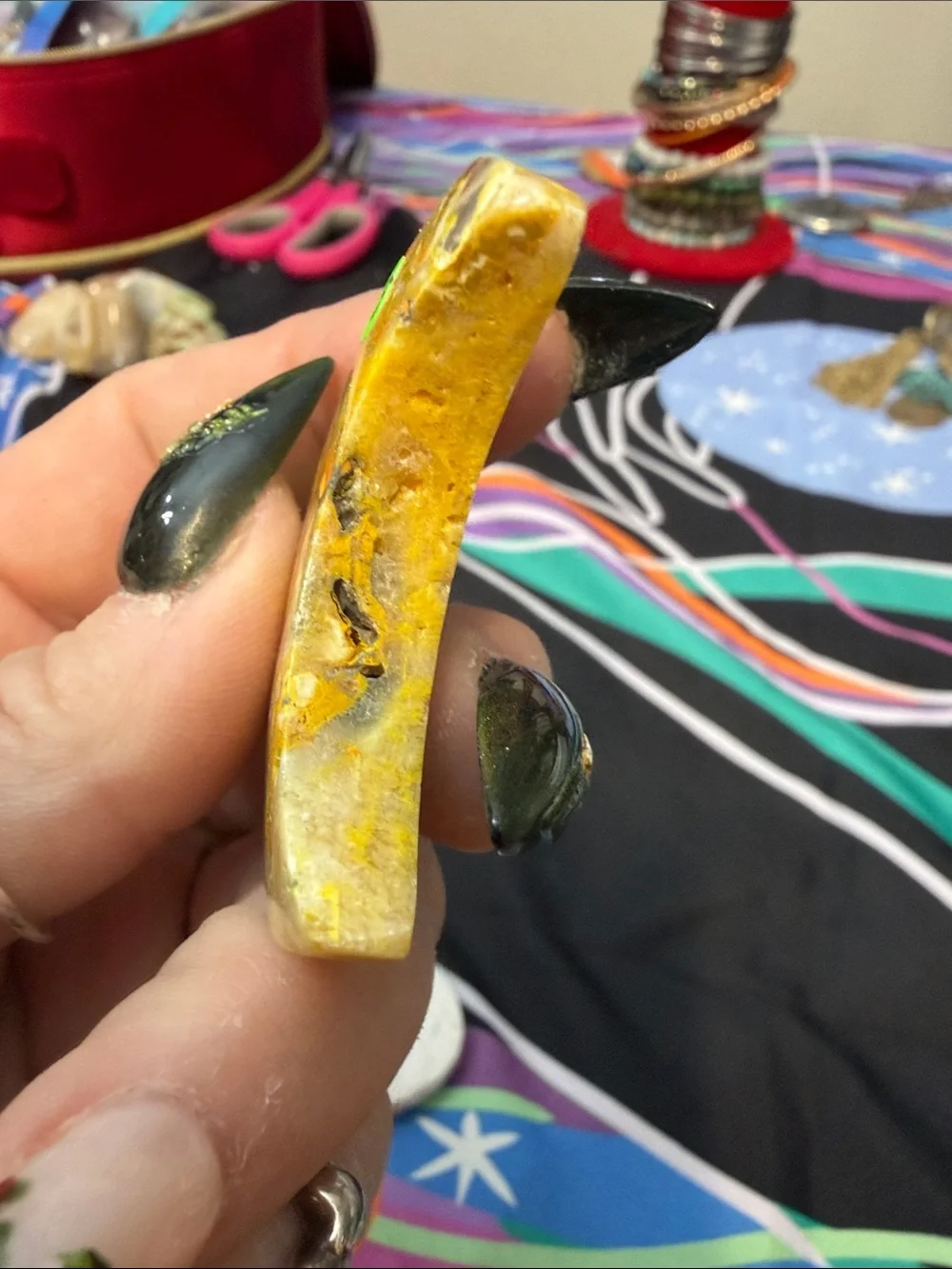 Heart and Crescent Stone Accent in White and Yellow moon and heart stones